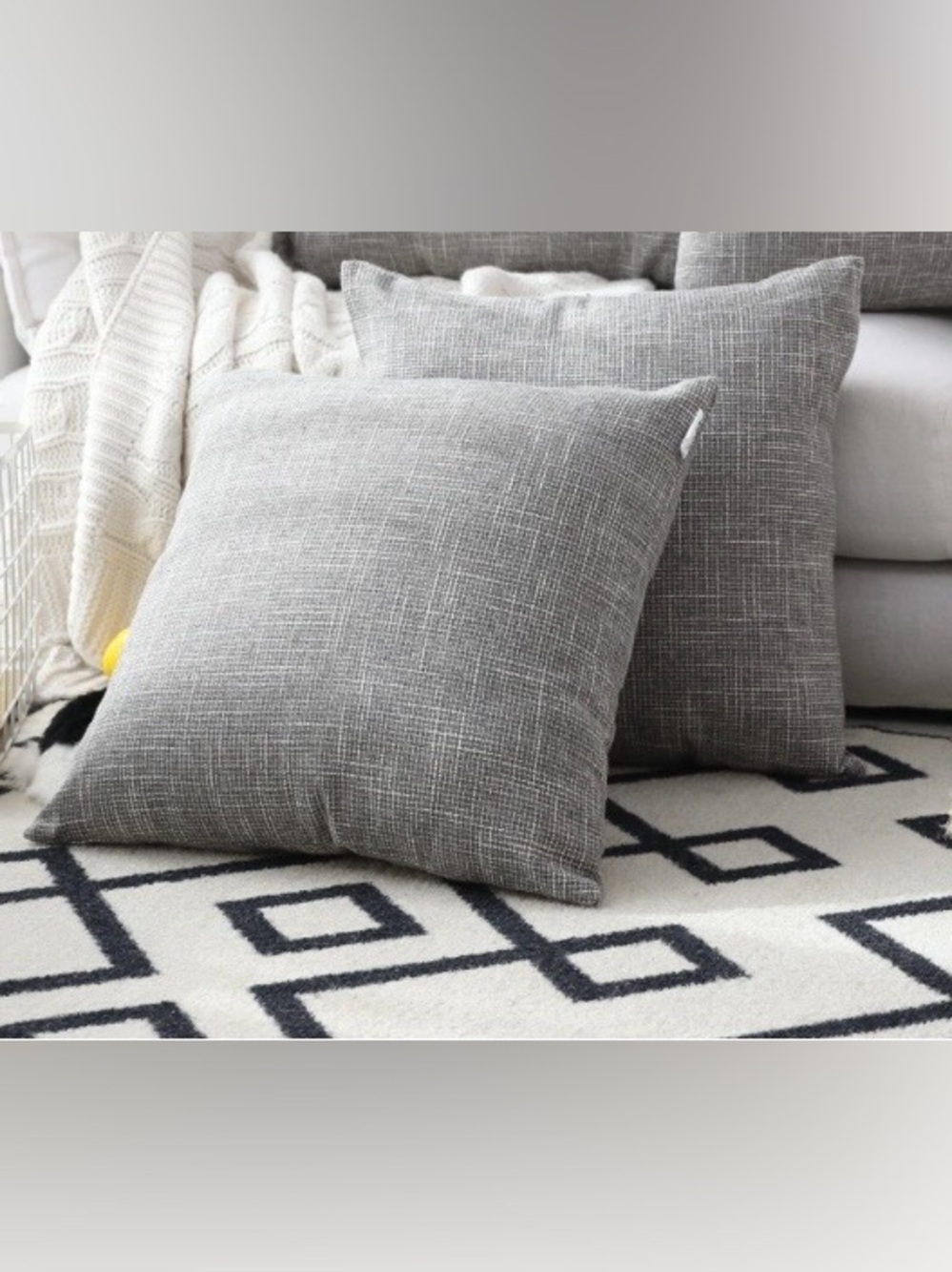 GRAY Pillow Covers ‘COUCH FLOOR SOFA BED’ Extra Large SQUARE 26x26” (2 pack)